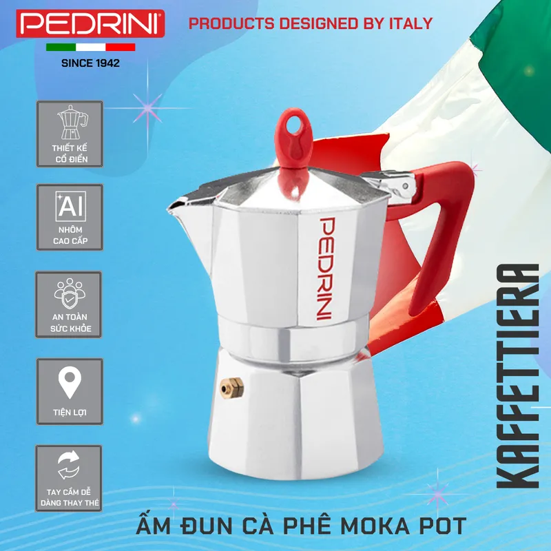 Combo 2x PEDRINI Bộ 3 Gioăng & 1 Lọc Thay Thế Kaffettiera Ấm Pha Cà Phê 3 Tách 10
