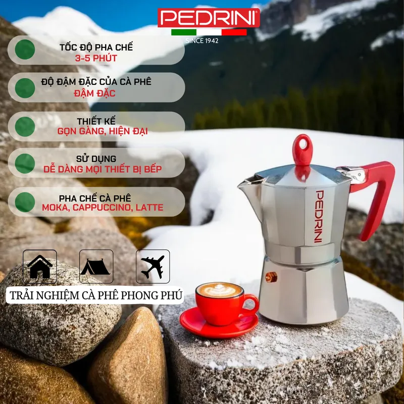 Combo 2x PEDRINI Bộ 3 Gioăng & 1 Lọc Thay Thế Kaffettiera Ấm Pha Cà Phê 3 Tách 11