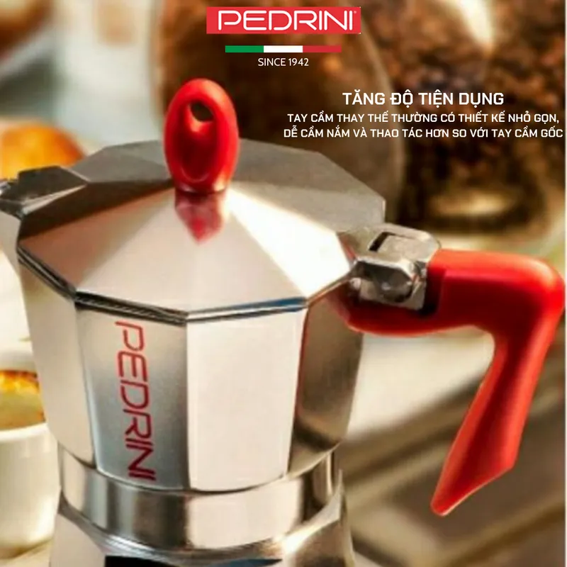 Combo 2x PEDRINI Tay Cầm Thay Thế Kaffettiera Ấm Pha Cà Phê 2 Tách - Đỏ 10
