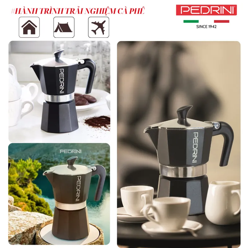 PEDRINI Aroma Ấm Pha Cà Phê 6 Tách - Đen 14