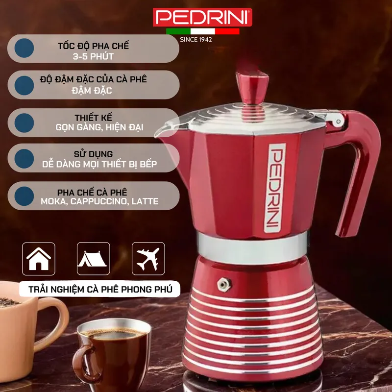 PEDRINI Infinity Passion Ấm Pha Cà Phê 6 Tách - Đỏ 8