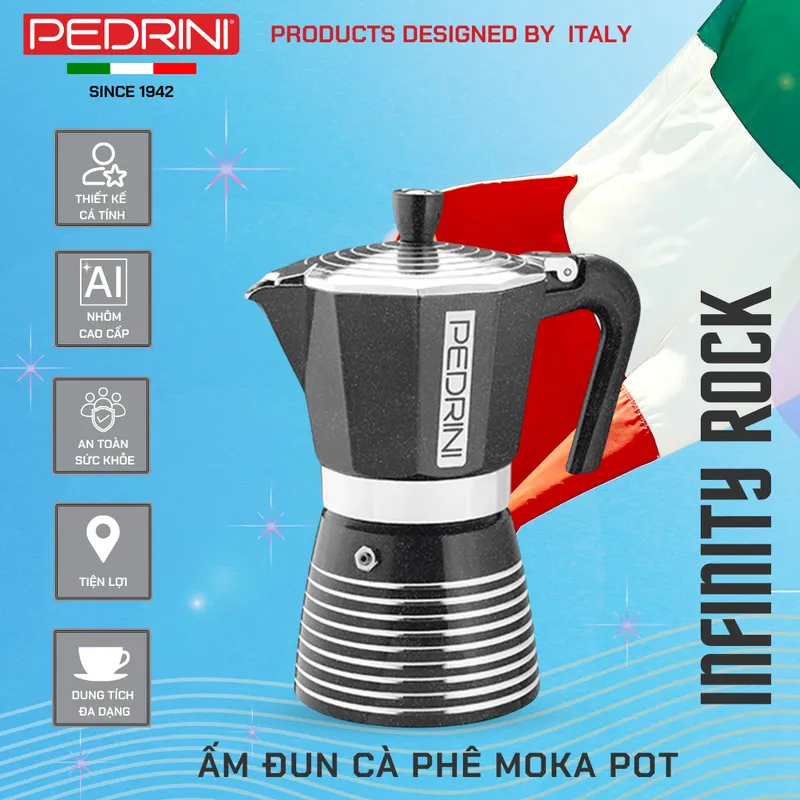 PEDRINI Infinity Rock Ấm Pha Cà Phê 1 Tách - Đen 8