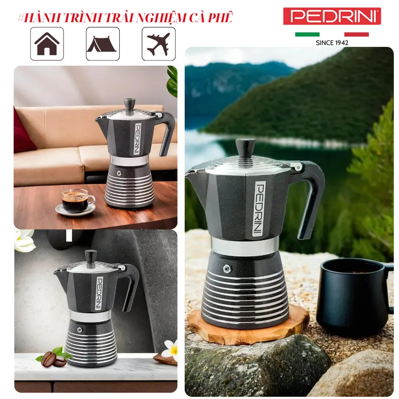 PEDRINI Infinity Rock Ấm Pha Cà Phê 1 Tách - Đen 9