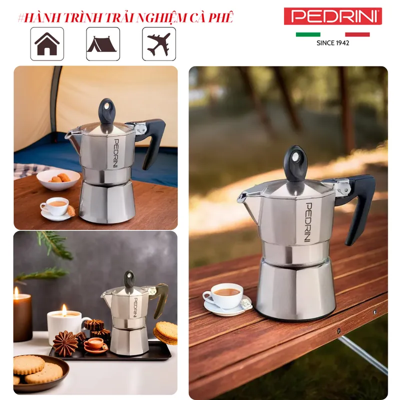 PEDRINI Kaffettiera Ấm Pha Cà Phê 1 Tách - Đen 12