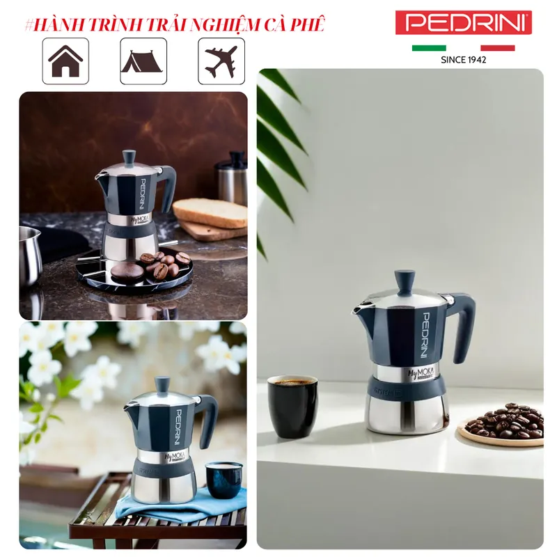 PEDRINI Kaffettiera Ấm Pha Cà Phê 1 Tách - Đỏ 14