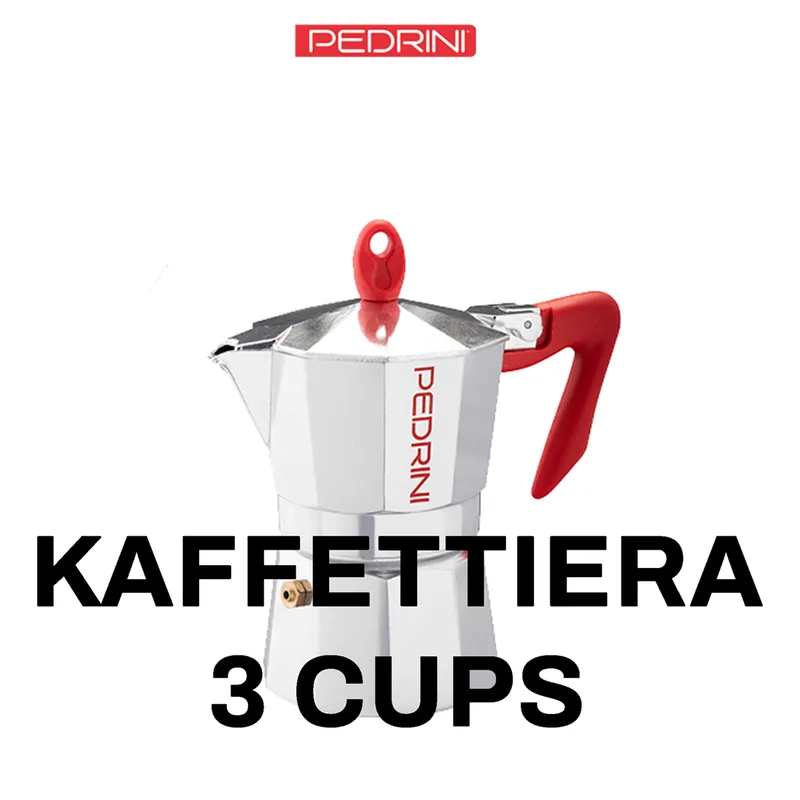 PEDRINI Kaffettiera Ấm Pha Cà Phê 3 Tách - Đỏ 12