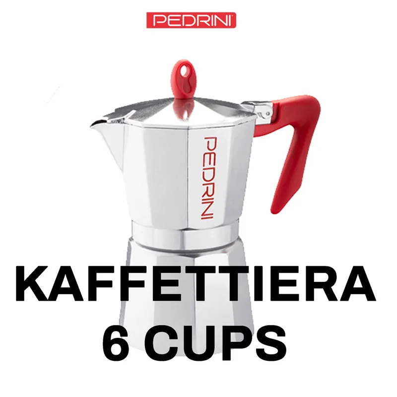 PEDRINI Kaffettiera Ấm Pha Cà Phê 6 Tách - Đỏ 14