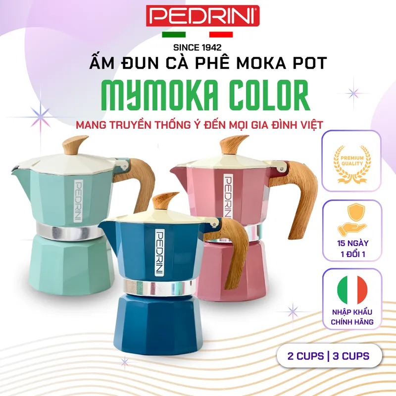 PEDRINI Kaffettiera Ấm Pha Cà Phê 6 Tách - Đỏ 15