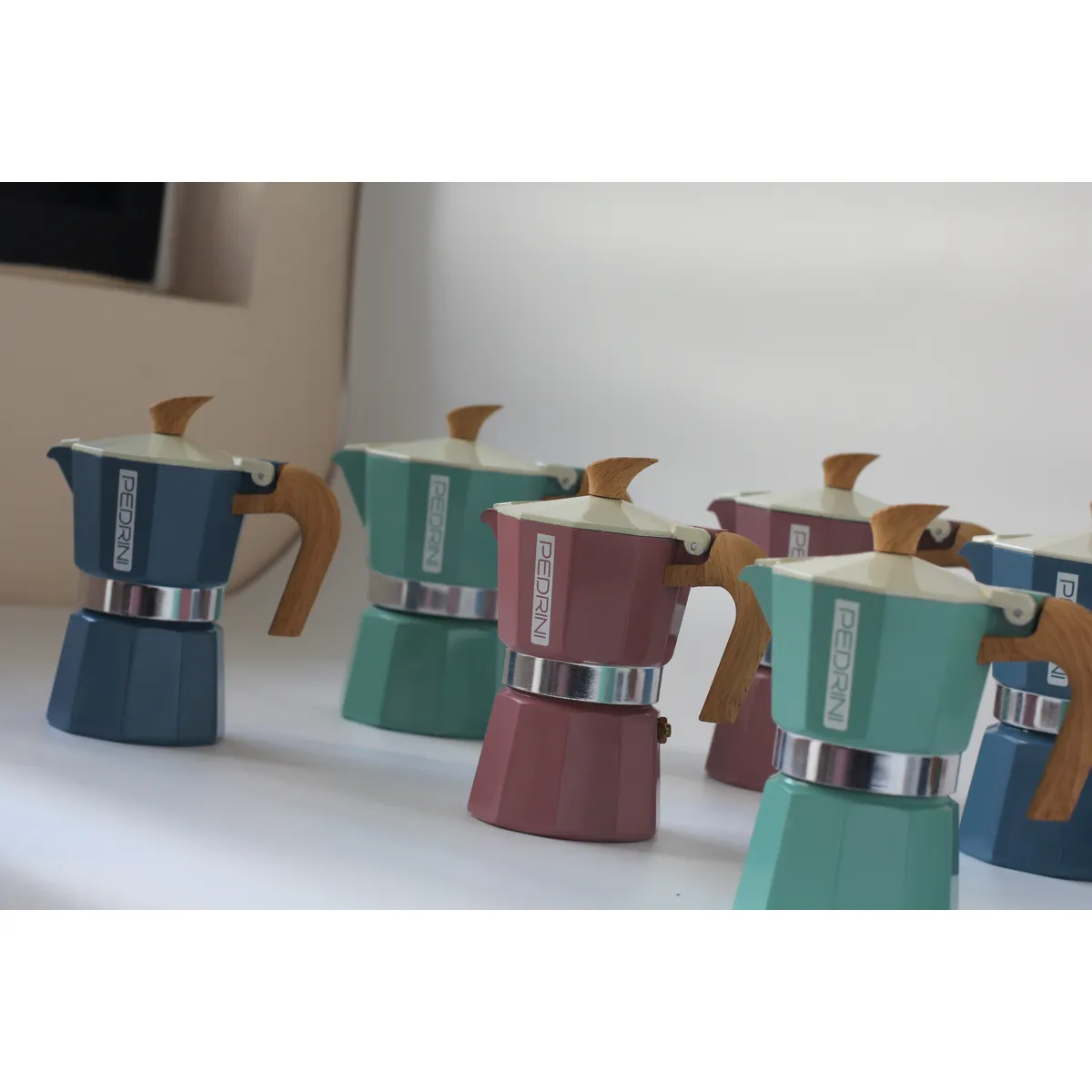 PEDRINI MyMoka Color Ấm Pha Cà Phê 2 Tách - Xanh Vintage