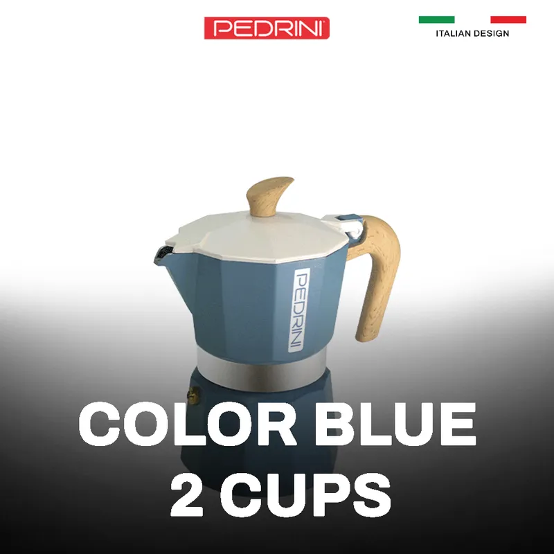 PEDRINI MyMoka Color Ấm Pha Cà Phê 2 Tách - Xanh Vintage 9
