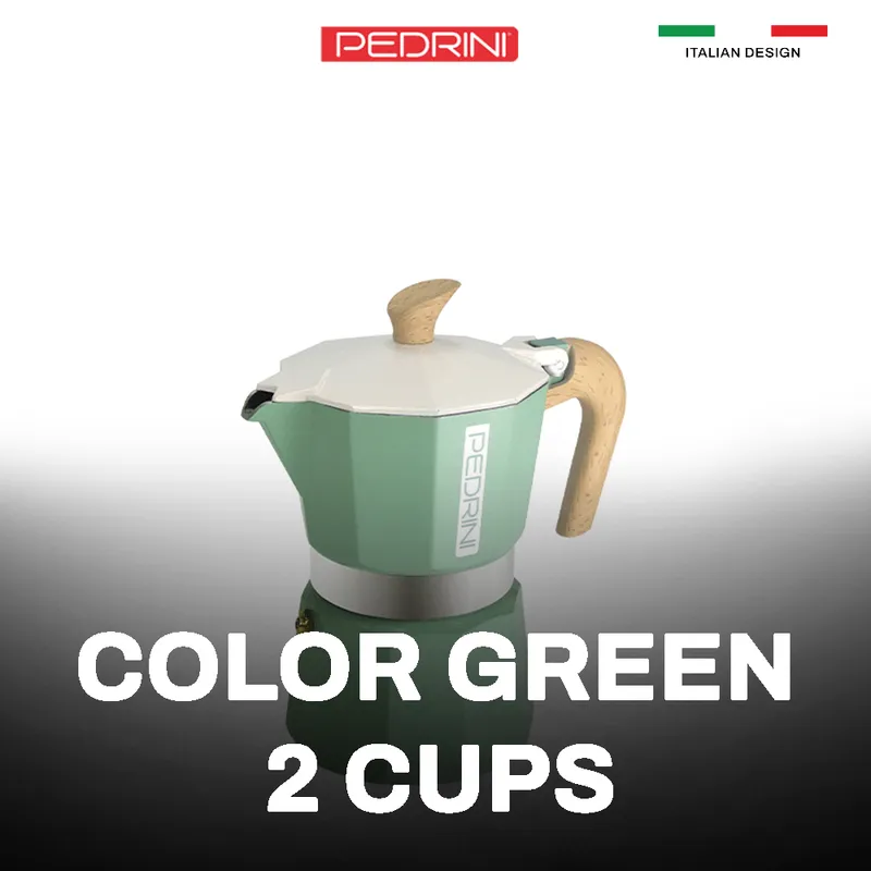 PEDRINI MyMoka Color Ấm Pha Cà Phê 2 Tách - Xanh Lá Vintage 14