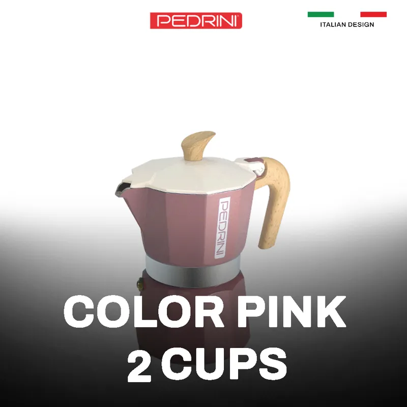 PEDRINI MyMoka Color Ấm Pha Cà Phê 2 Tách - Hồng Vintage 9
