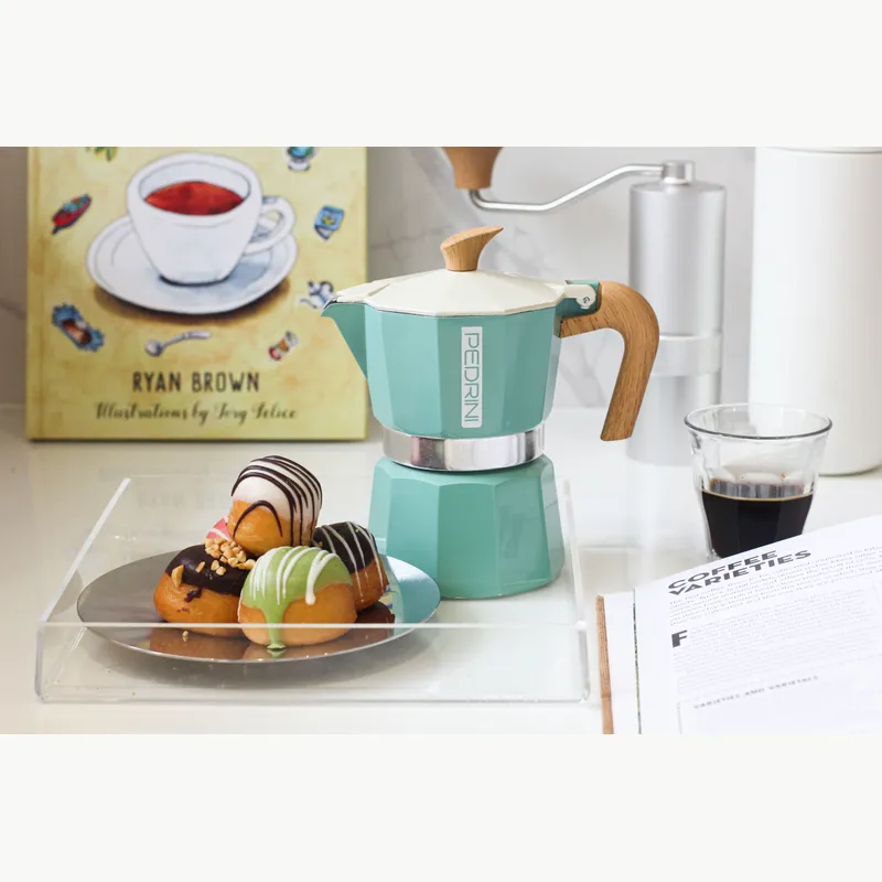 PEDRINI MyMoka Color Ấm Pha Cà Phê 3 Tách - Xanh Lá Vintage 9