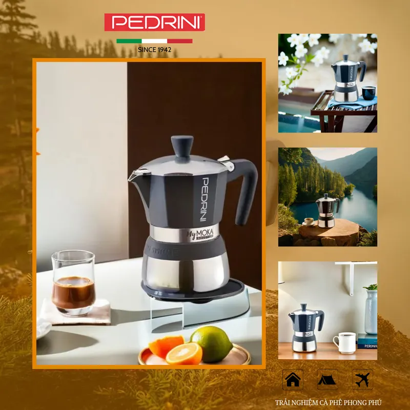 PEDRINI MyMoka induction Ấm Pha Cà Phê 3 Tách 10
