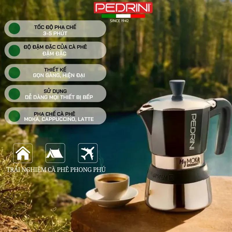 PEDRINI MyMoka induction Ấm Pha Cà Phê 3 Tách 14