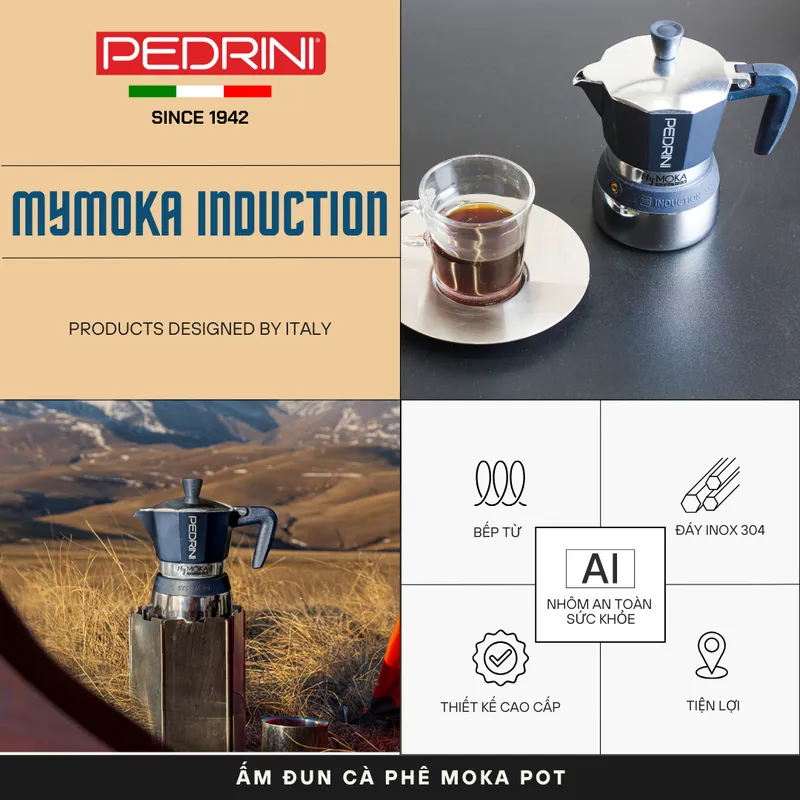 PEDRINI MyMoka induction Ấm Pha Cà Phê 3 Tách 8