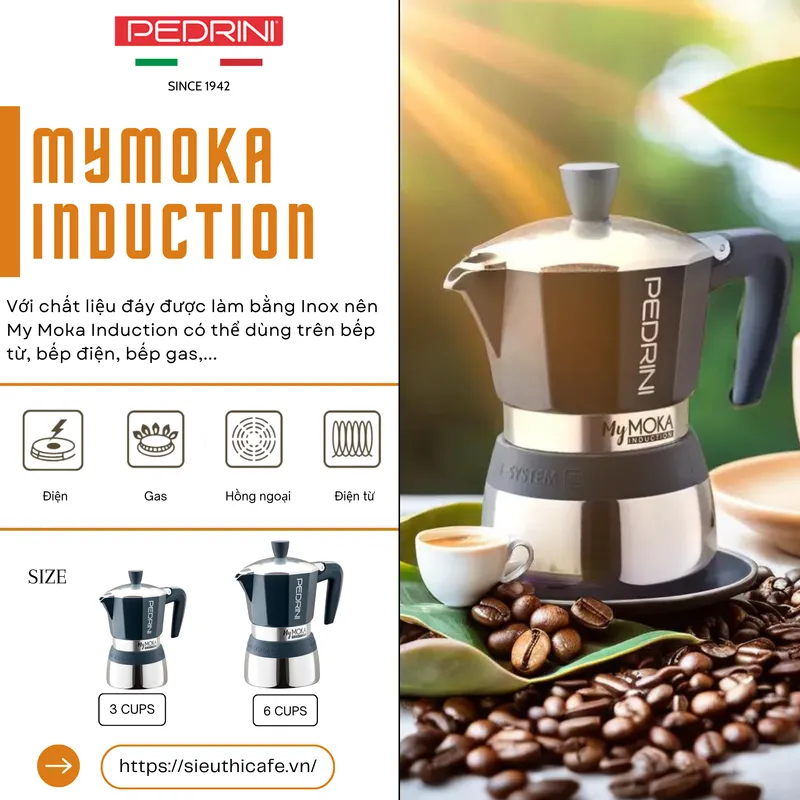PEDRINI MyMoka induction Ấm Pha Cà Phê 6 Tách 11