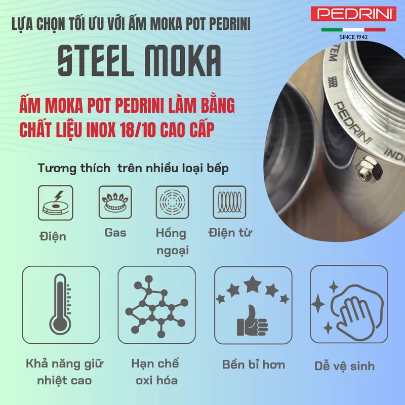 PEDRINI Phễu Thay Thế Kaffettiera Ấm Pha Cà Phê 6 Tách 6