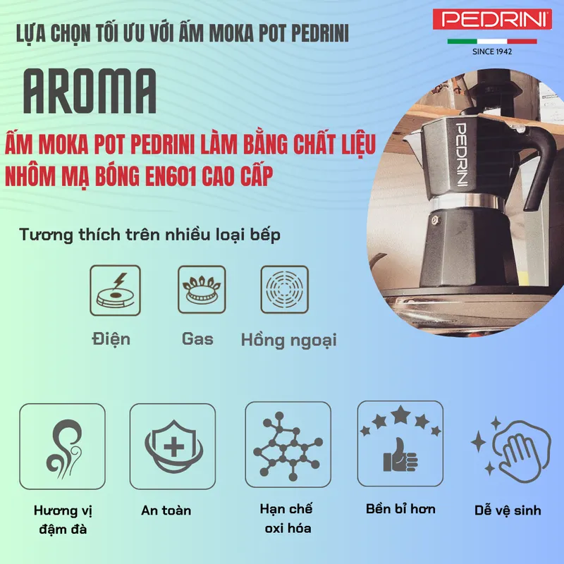 PEDRINI Phễu Thay Thế Kaffettiera Ấm Pha Cà Phê 6 Tách 9