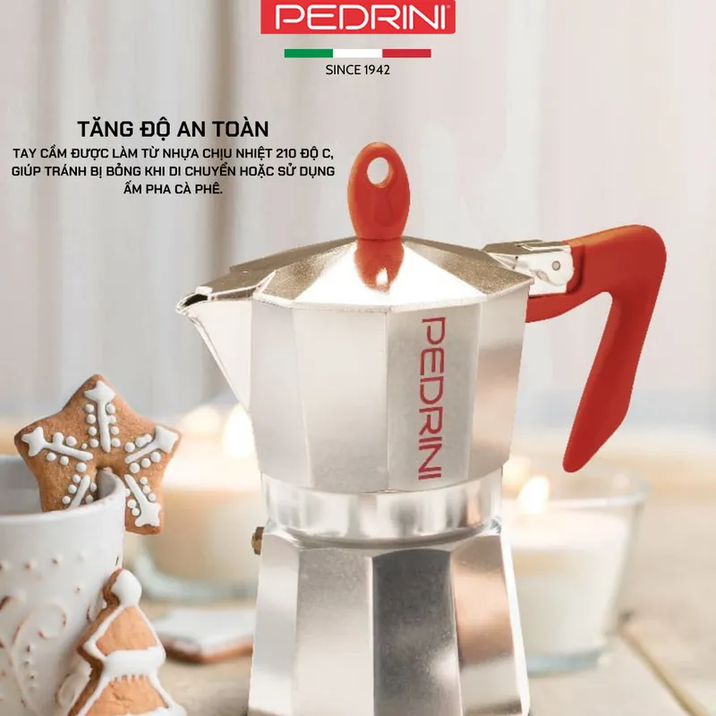 PEDRINI Tay Cầm Thay Thế Kaffettiera Ấm Pha Cà Phê 2 Tách - Đỏ 8