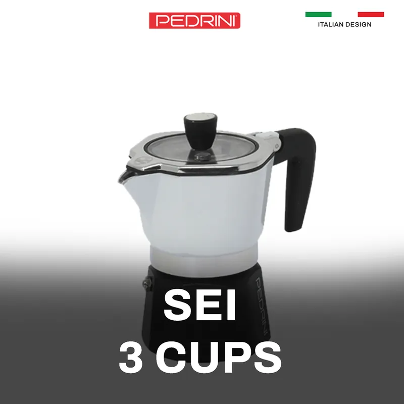 PEDRINI Sei Moka plus Ấm Pha Cà Phê 3 Tách - Nhôm Sơn 15